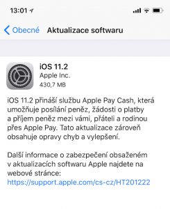 aktualizace iOS 11.2